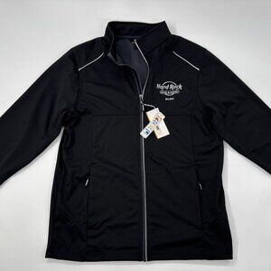 Hard Rock Cafe Biloxi Tech Jacket Mens Medium Black Performance Stretch Zip NEW